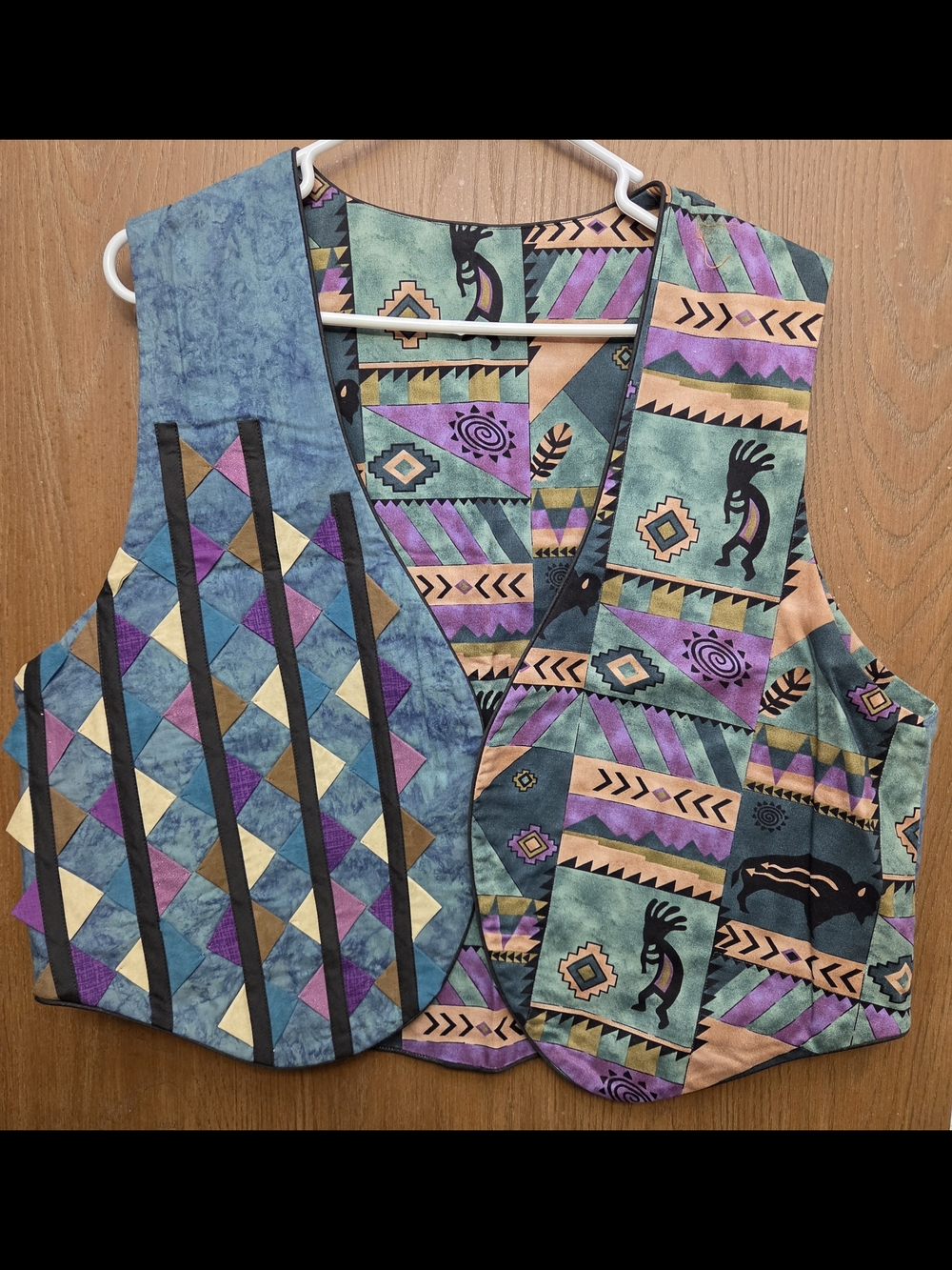 Handcrafted Southwestern Kokopeli Patterned Reversible Vest